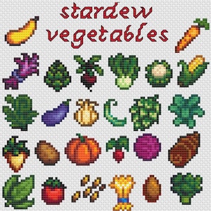 Modèle de point de croix de légumes Stardew Valley