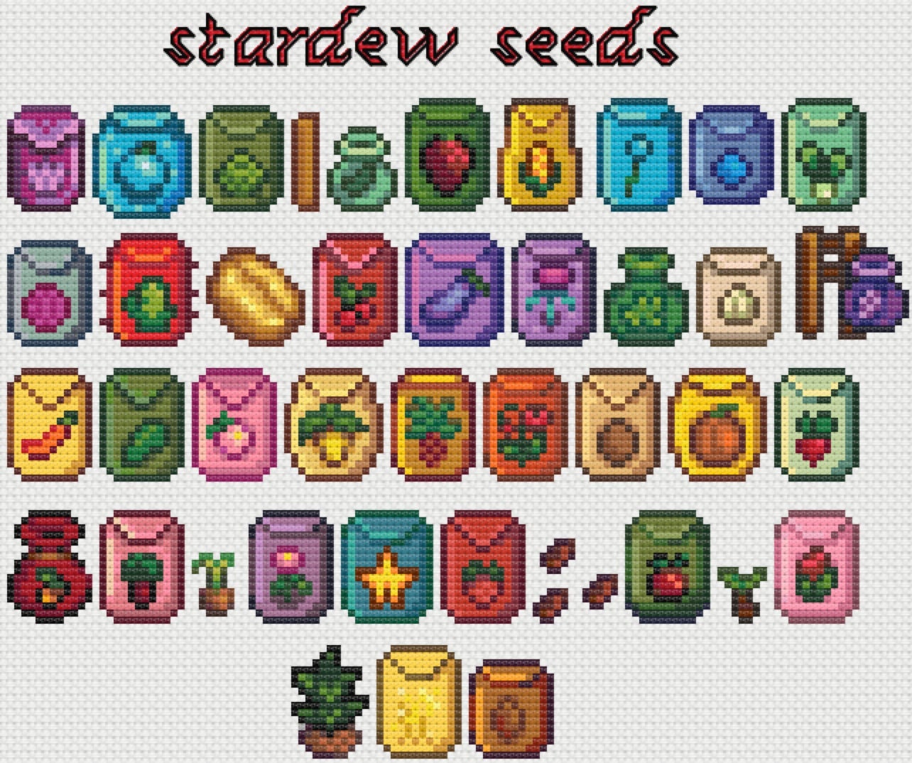 Stardew Valley Seeds Cross Stitch Pattern Etsy