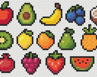 激レア90's m.c.A.T FRUITS USA S.Stitch　フェード Cross Stitch Fruit Icons - Etsy Israel