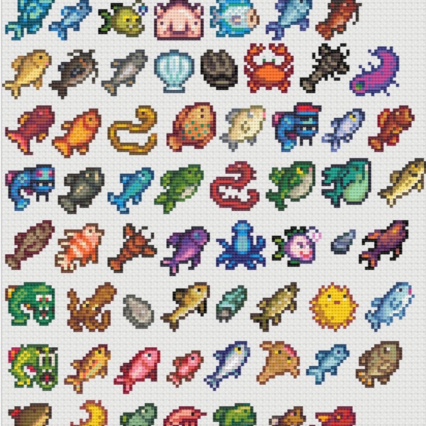 Stardew Valley Fish Cross Stitch Pattern