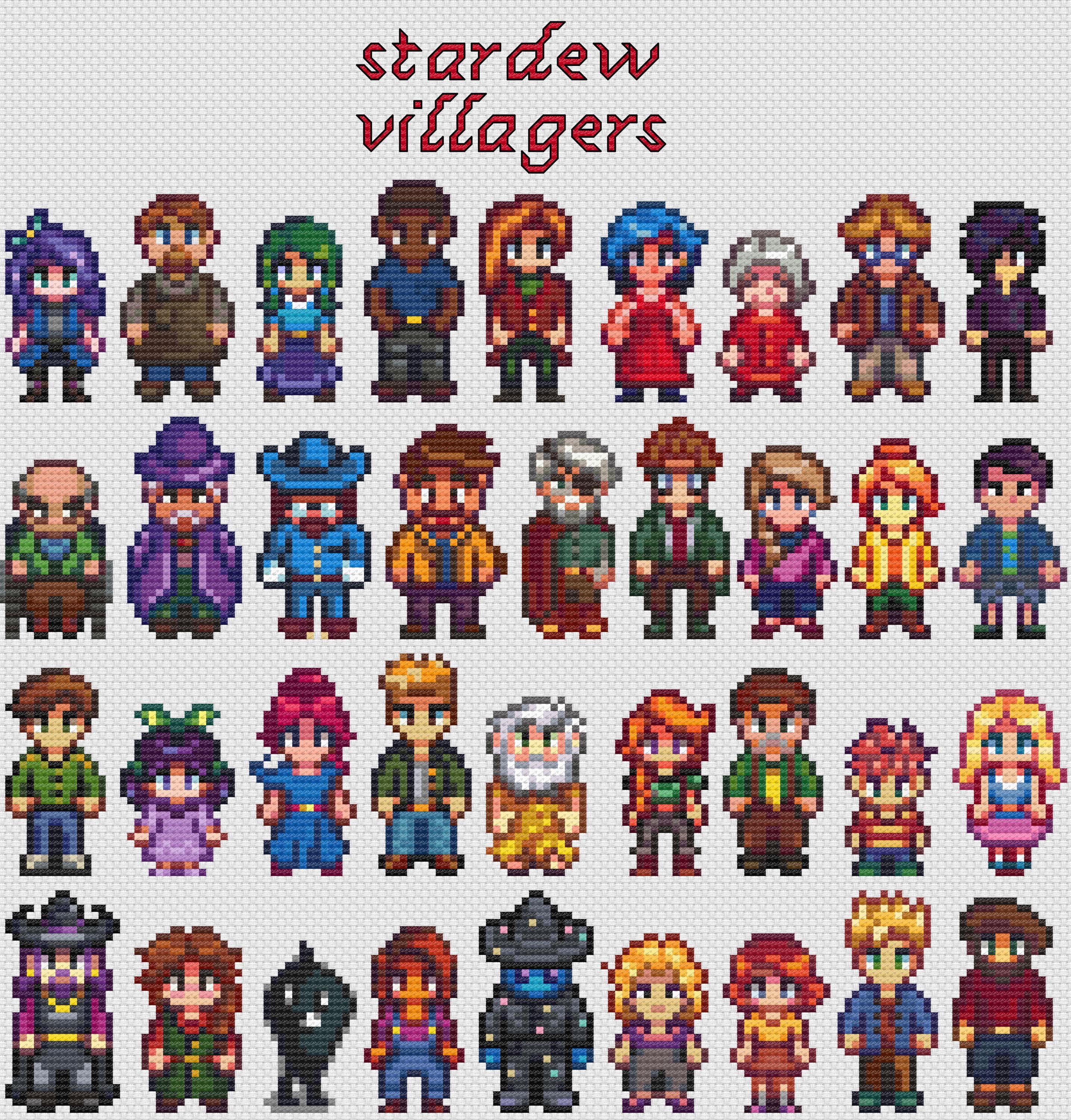 Stardew Valley Villagers Cross Stitch Pattern