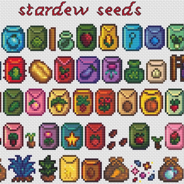 Stardew Valley Seeds Cross Stitch Pattern