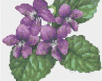 violet cross stitch pattern PDF