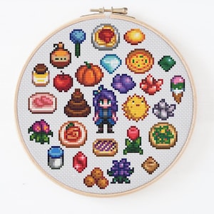Stardew Abigail&#39;s Favourite Things Cross Stitch