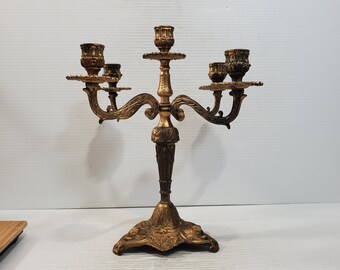 Vintage candelabra candle holders/ 5 arm candelabras/ candelabra perfect for wedding Vintage Brass Candle Holder - Table Display