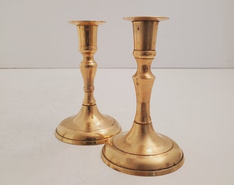 Vintage Brass Candle Holders | Made in India | Boho Decor | Eclectic Home Decor | Candlestick Holders | Sold together
