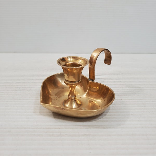 vintage Brass Candle Holder - Brass Candlestick Holder - Brass Chamberstick - Candle Holder avec poignée - vintage Taper Candlestick