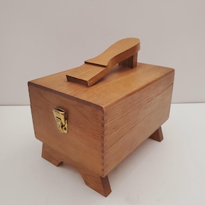 Vintage Shoe Shine Box Shoe Shine Kit - Wooden Shoe Shine Box Shoe Polishing Supply Storage
