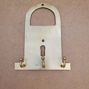 Vintage Brass Wall Key Holder Rack with three (3) Hooks | Mid Century Modern | Boho Decor Brass Key Hooks, Vintage Brass Key Hanger,