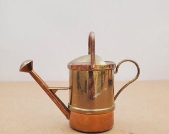 Small Indoor planter miniature copper watering can plant decor Gift for friends and family - Watering Can Dollhouse Garden Accessories.