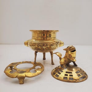 Antique brass/bronze incense burner with Foo Dog