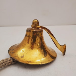 Vintage Brass Hand Bell - Handheld Solid Brass Bell with Charming Tone - Home Shrine Altar Tools - Meditation - Decor