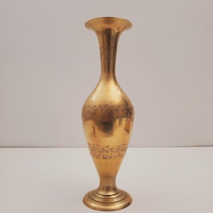 Vintage Brass Vase - Boho / Eclectic Decor - Decorative Centerpiece Vase