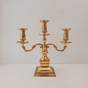Vintage brass candelabra candle holders/ 3 arm candelabras/ candelabra perfect for wedding/ Halloween/ masquerade centerpiece