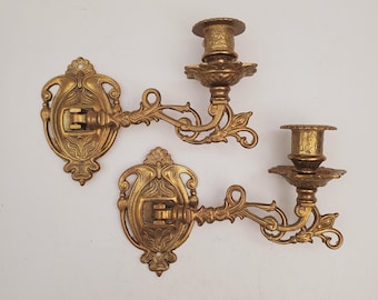 vintage Brass Wall Sconce Candle holder brass wall sconces candle sconces decorative candle sconce ornate wall decor set of tow