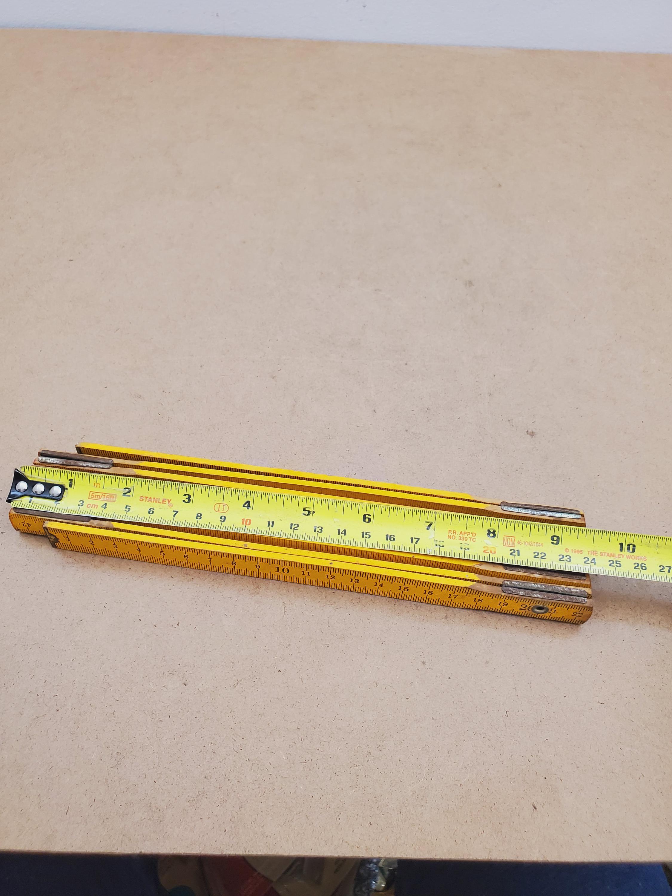 Vintage Wood Folding Ruler:80 Cm Carpenter Tool - Vintage Yellow Wooden ...
