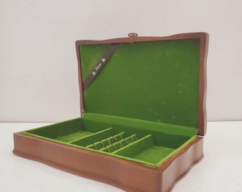 Caixa de joias vintage Gunther Mele em madeira, década de 1970. Joias. Caixa organizadora de joias vintage em madeira.