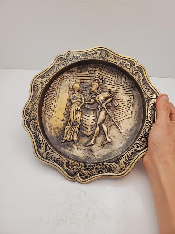 Vintage Metal Plate,bronze Plate, Carved Plate, Carved Metal Plate