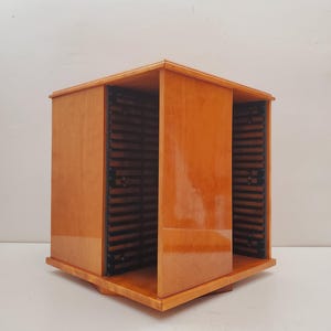 Vintage  Rotating Wood CD Holder Carousel, Compact Disc Rack Wooden CD Audio Storage, DVD. Wood, Storage Strong Case