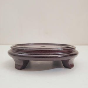 vintage Round base for pot,figurine, Vase base,Oriental darkbrown base,base for collectibles,home decor Round Shape Riser Easel 5&quot;
