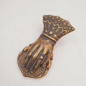 Antique Brass Hand Clip for Wall Hanging, Stylish Storage Solutions - Mail clip or dollars - Antique Victorian Hand Brass Money Paper Clip