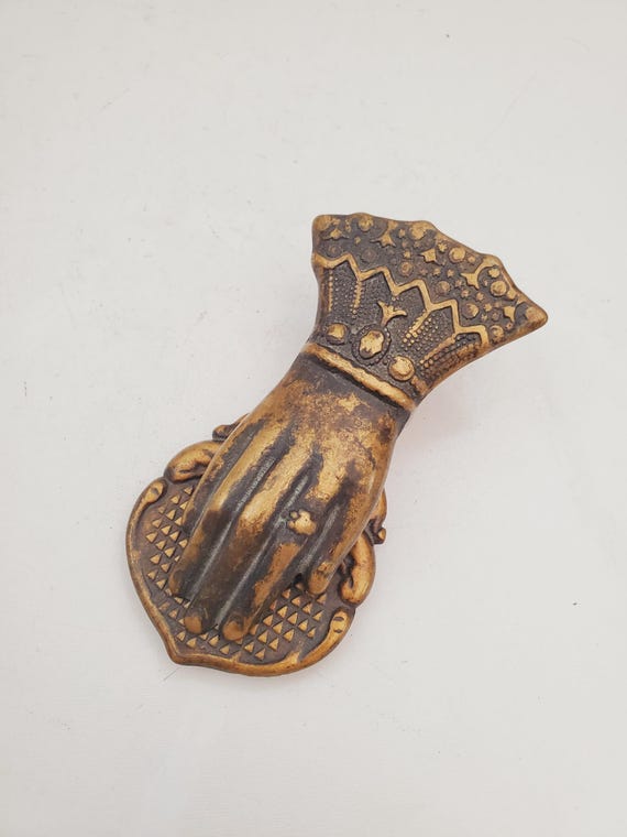 アンティーク真鍮製ハンドクリップ、壁掛け用、スタイリッシュな収納