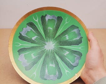 Vintage copper Plate,small Brass Plate, Trincket Plate, Brass Plate, copper decor made in Canada -Hand Painted