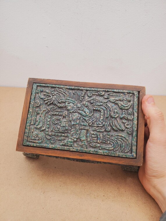 Azt Box Vintage Zarebski Original Mexican art jewelry box Azt… - Gem
