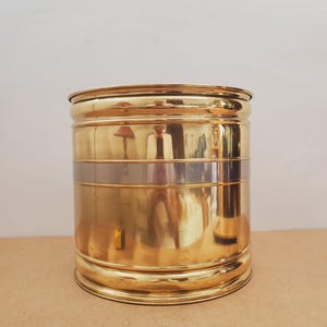 Vintage 1970er Jahre Übertopf aus Messing, Pflanzenhalter, Sukkulententopf, Blumentopf aus Messing- made in Holland