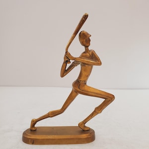 Antique 1910’s Solid Brass Statue Base ball Player baseball brass sports baseball player brass sports decor brass boys room decor brass