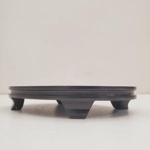 vintage oval base for pot, Vase base, Oriental wooden balck base, base for collectibles, home decor - Dark Brown Wood Oval Shape Riser Easel