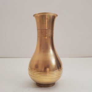 small Vintage Brass Vase - Boho / Eclectic Decor - Decorative Centerpiece Vase