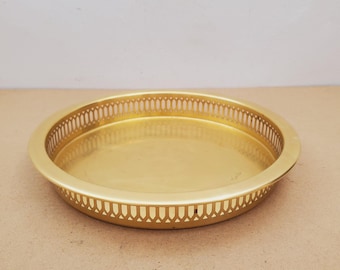 Vintage Brass Tray , brass Tray , Serving Tray , Round Tray , Serving Tray , Boho Gift , Bohemian hand made plate - Tray