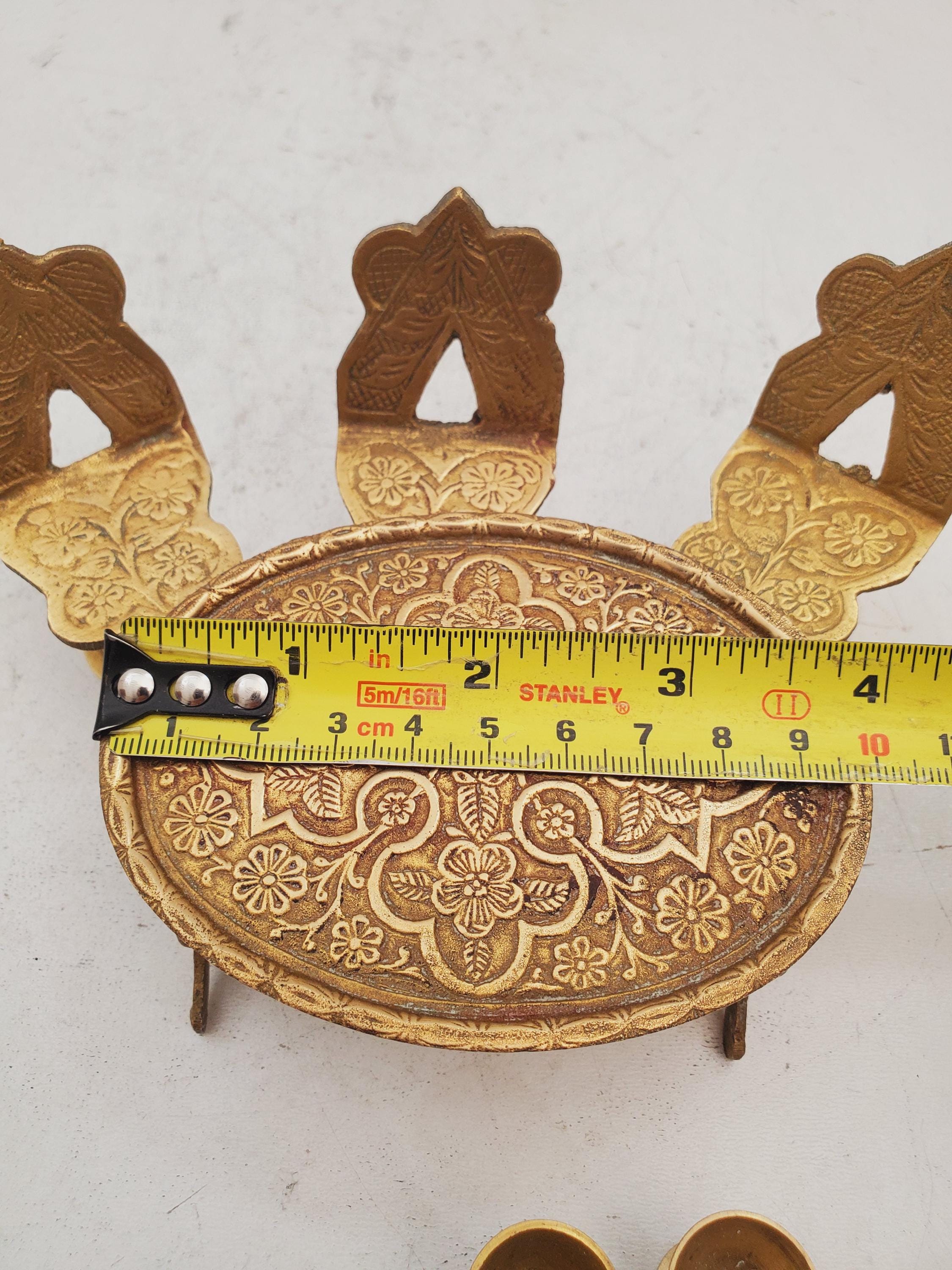 ヴィンテージの10セントストアの真鍮製ミニテーブルと椅子のセット