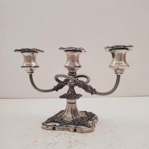 Vintage Silver Plated Candelabra twisted 3 branch design Floral Accent, Candle Stick Holder Home Decor
