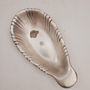 Cuenco o plato hondo vintage de concha de mar bañado en plata, de metal, con forma de concha, cuenco vintage de concha de plata, plato para servir tipo consola, bañado en plata