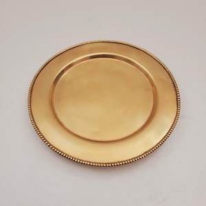 Vintage Brass Plate,small Brass Plate, Carved Trincket Plate, Carved Brass Plate, brass decor