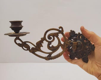 ヴィンテージ真鍮キャンドル壁取り付け用燭台 ヴィンテージ真鍮壁取り付け用燭台キャンドルホルダー真鍮壁