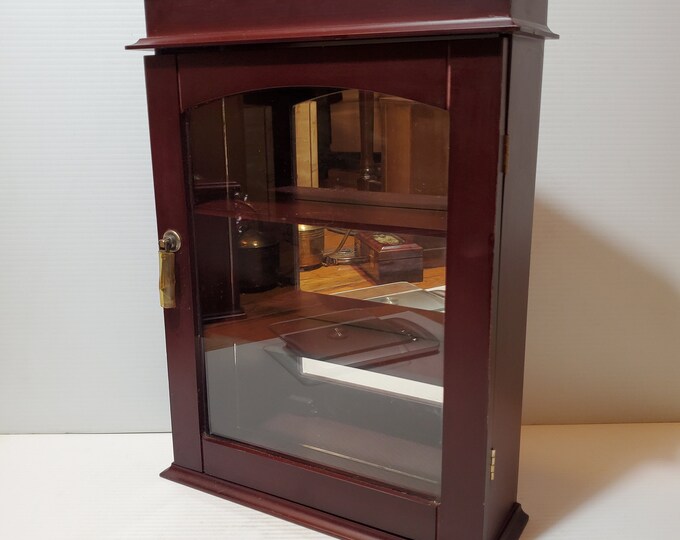 Vintage Cherry Wood Glass Curio Miniatures Trinket Etsy