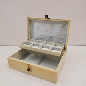 MELE Piccolo portagioie vintage senza chiave, stile Mid-Century, comò rettangolare, portagioie, orecchini, anelli e bracciali