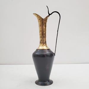 Vintage Etched Flower Pattern Brass Vase - Aged Vintage Patina - Made in India - Vintage Hand-Etched Brass Vase, Floral Brass Vase
