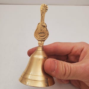 Vintage Brass Hand Bell - Handheld Solid Brass Bell with Charming Tone - Home Shrine Altar Tools - Meditation - Decor