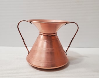 Vintage Copper Pot with Double Handles Farmhouse Kitchen Decor Handcrafted Copper Vintage Copper