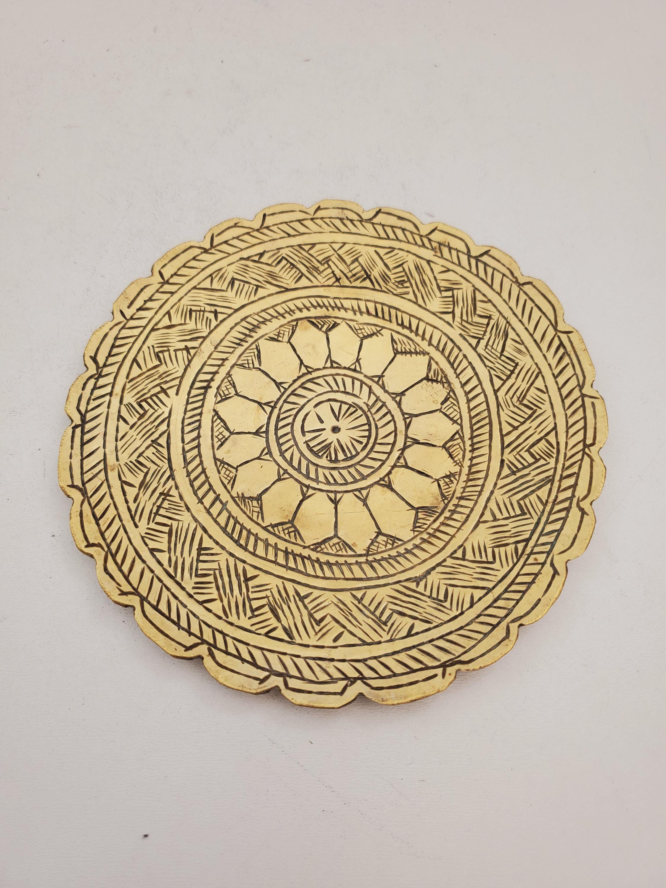 Retro IGT-PLATE Brass（retroism Vintage Brass Plate,small Brass Plate, Carved Trincket Plate