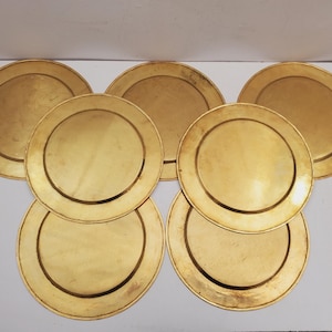 Vintage,Brass Tray , Serving Tray , round Tray , Boho Gift , Bohemian brass charger plates , gold charger plates for table setting set of 7