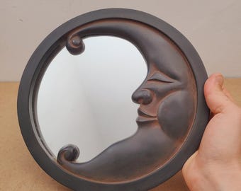 Jaren 90 vintage maanspiegel Celestial Decor Jaren 90 wandspiegel - Vintage Celestial Moon-spiegel 9,5 inch!