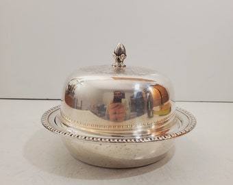 tow Piece Silver Plated Butter Dish Vintage,Metal Caviar Server , Caviar Serving Dish. Table Centerpiece.