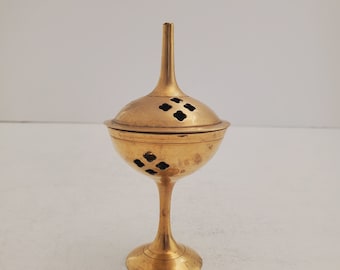 Vintage Brass Stick/Cone Incense Burner small burner with lid, made in india India