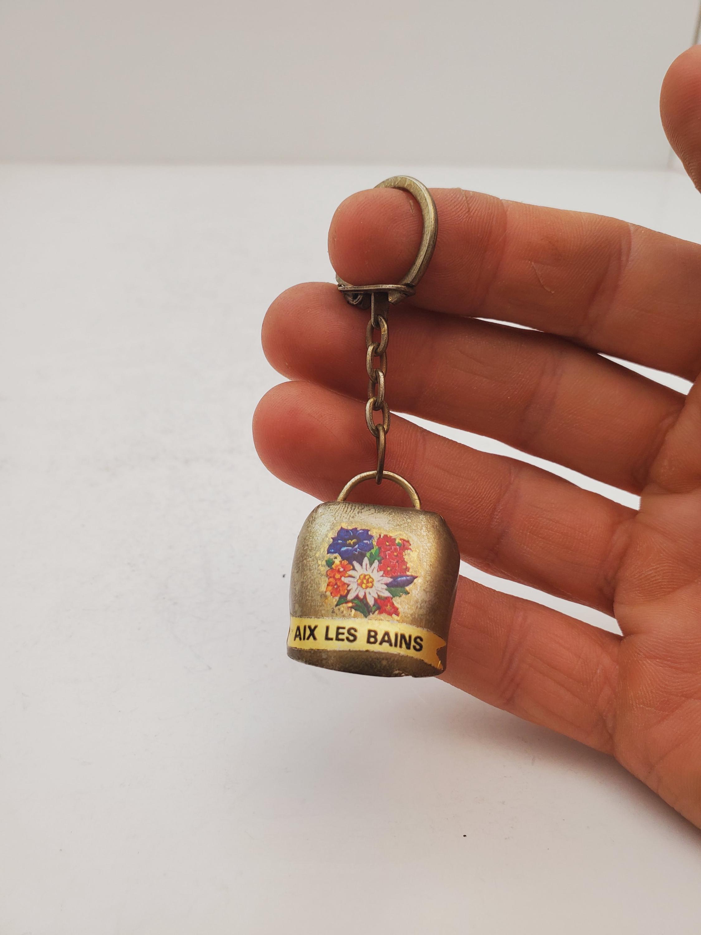 Vintage Mini Brass Cow Bell Hanging Edelweiss Flowers Keychain - Etsy