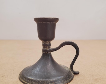 Vintage mässingsljusstake - Ljusstake i mässing - Ljusstake i mässing - Ljusstake med fingerhål - Vintage konisk ljusstake